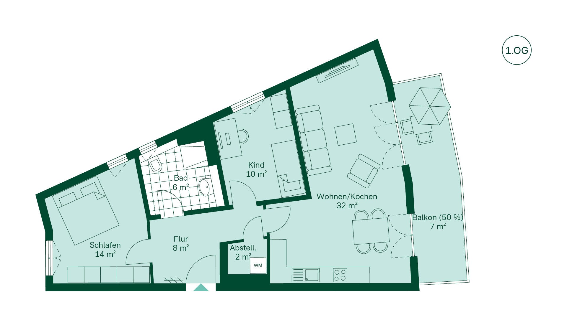 Grundriss der Eigentumswohnung im Projekt Quartier HUGOS