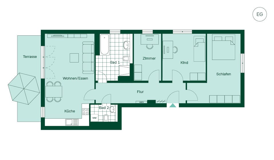 Grundriss der Eigentumswohnung im Projekt Quartier HUGOS Grundriss der Eigentumswohnung im Projekt Quartier HUGOS