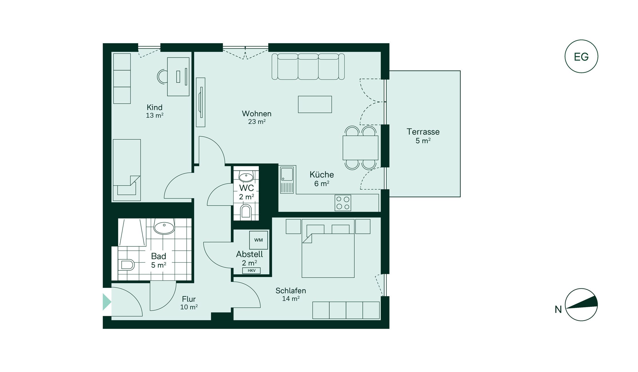 Grundriss der Eigentumswohnung im Projekt Quartier Hugos Grundriss der Eigentumswohnung im Projekt Quartier Hugos