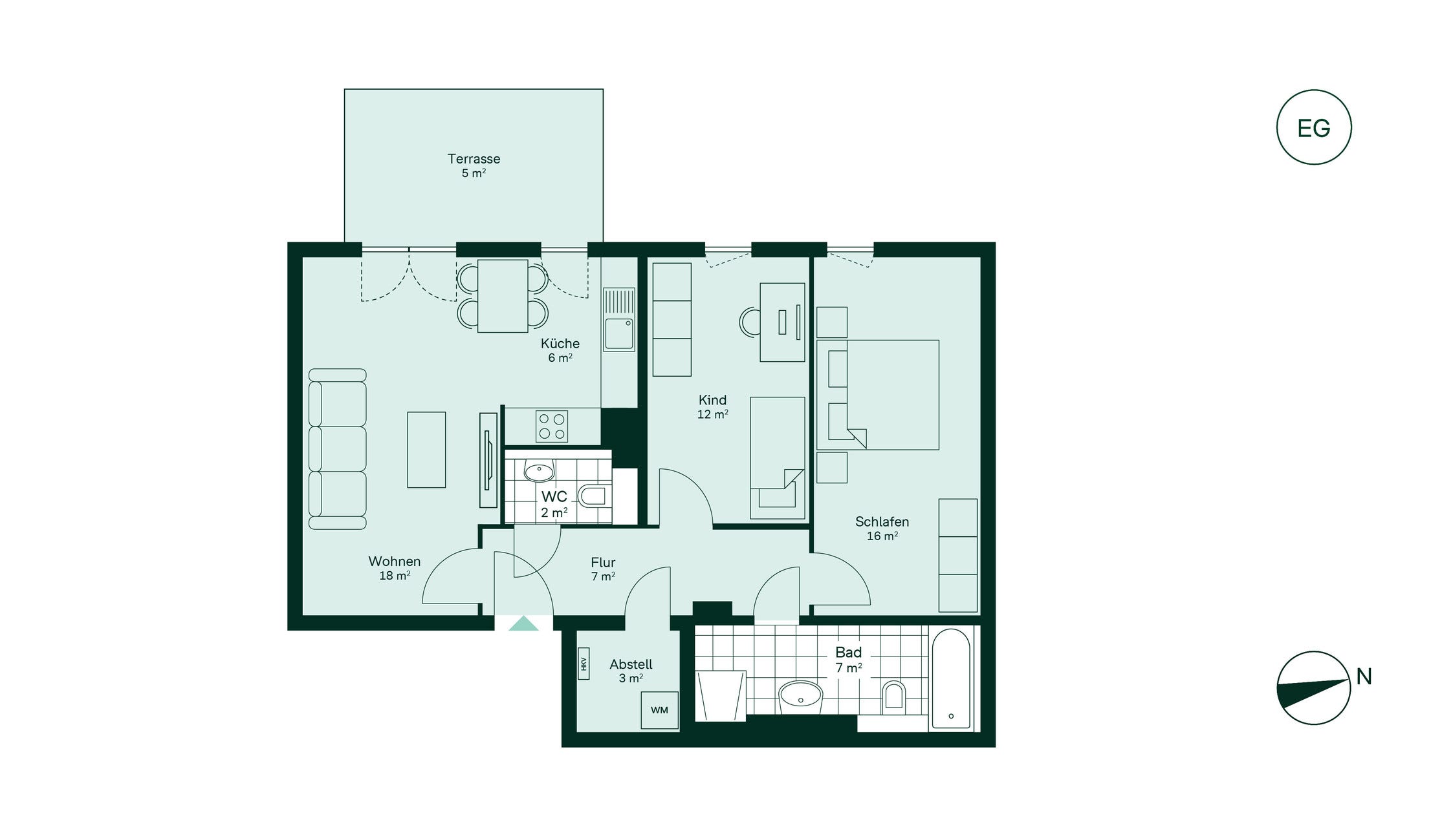 Grundriss der Eigentumswohnung im Projekt Quartier Hugos