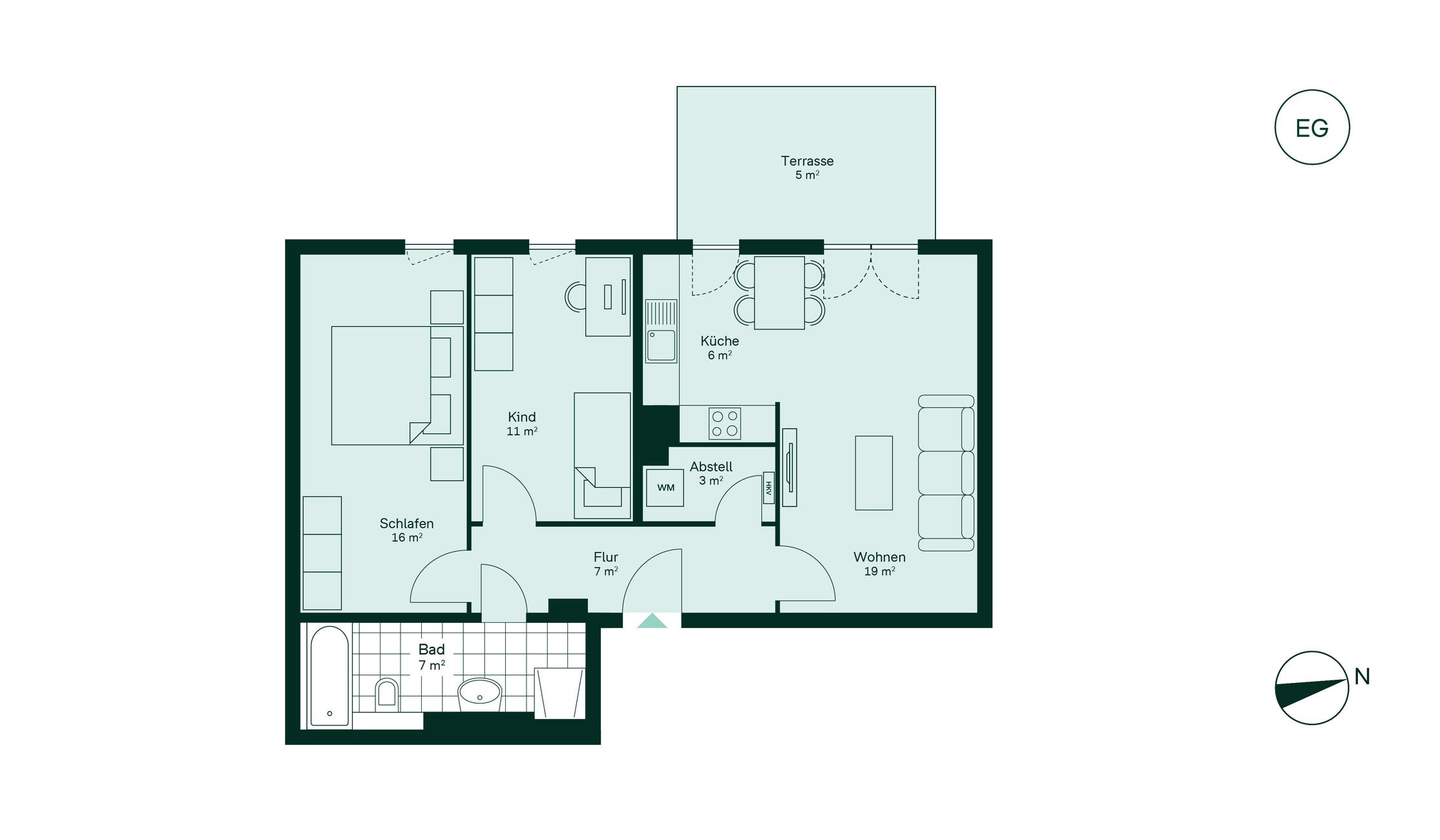 Grundriss der Eigentumswohnung im Projekt Quartier Hugos Grundriss der Eigentumswohnung im Projekt Quartier Hugos