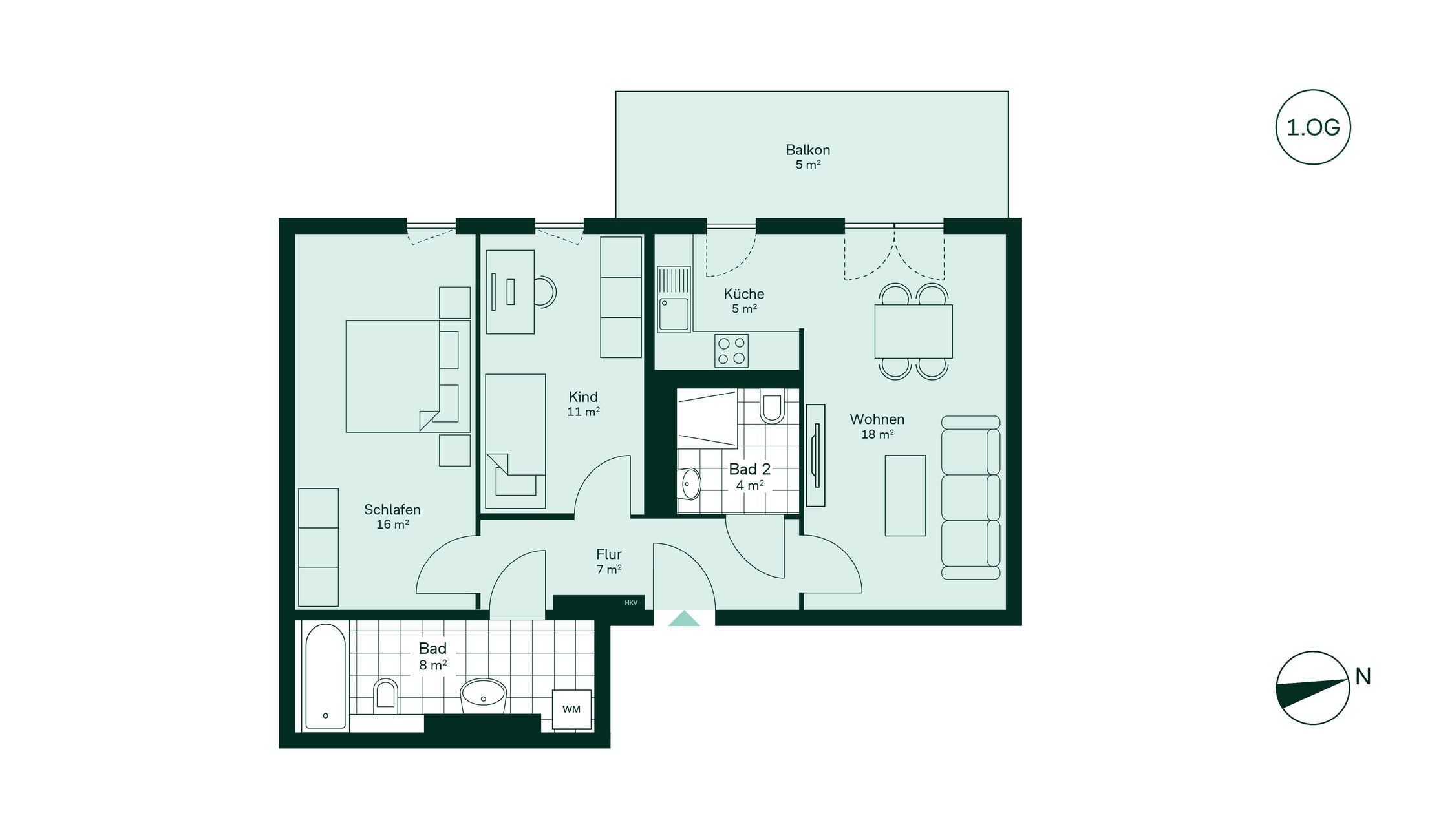 Grundriss der Eigentumswohnung im Projekt Quartier Hugos Grundriss der Eigentumswohnung im Projekt Quartier Hugos