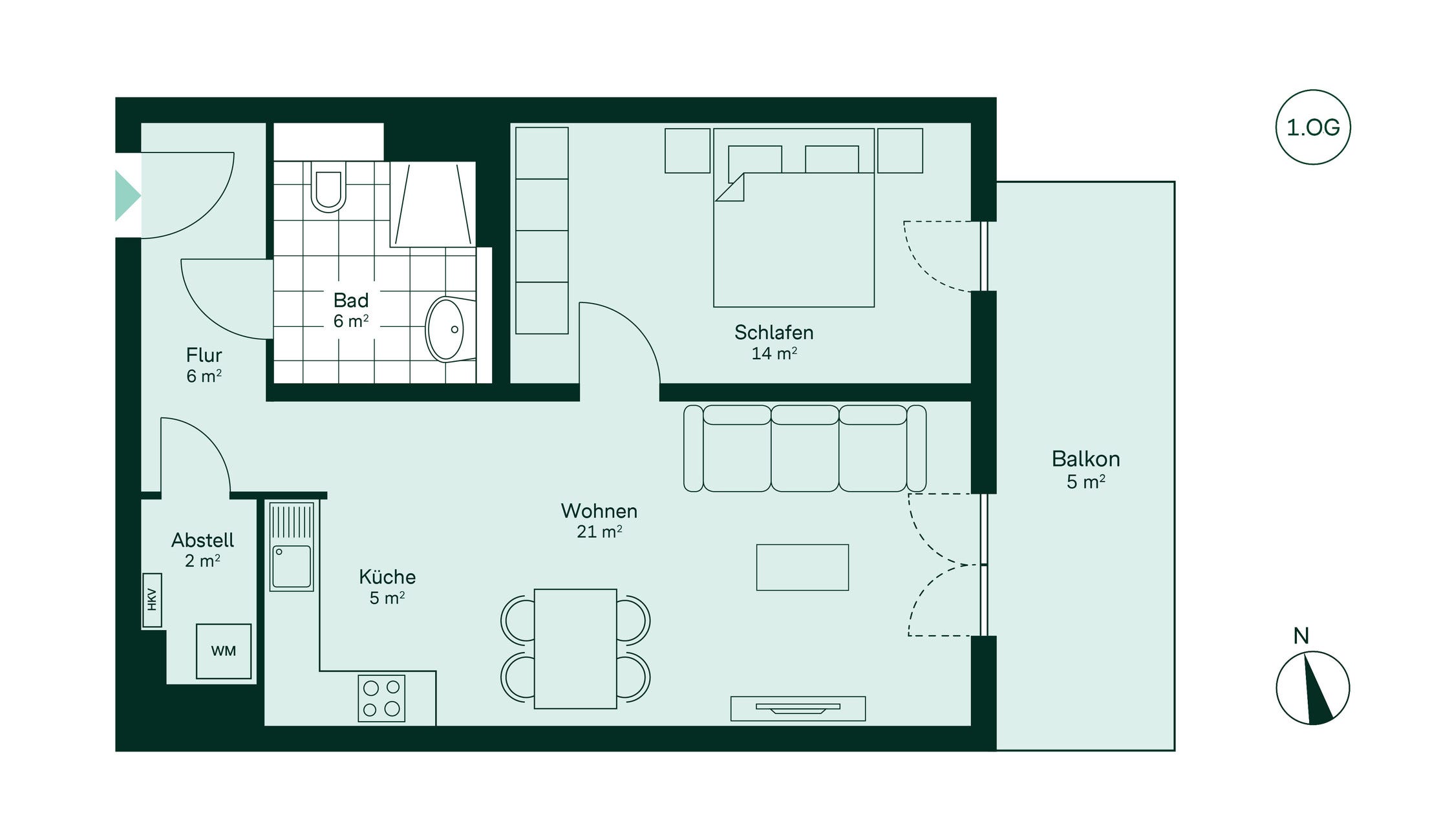 Grundriss der Eigentumswohnung im Projekt Quartier Hugos Grundriss der Eigentumswohnung im Projekt Quartier Hugos