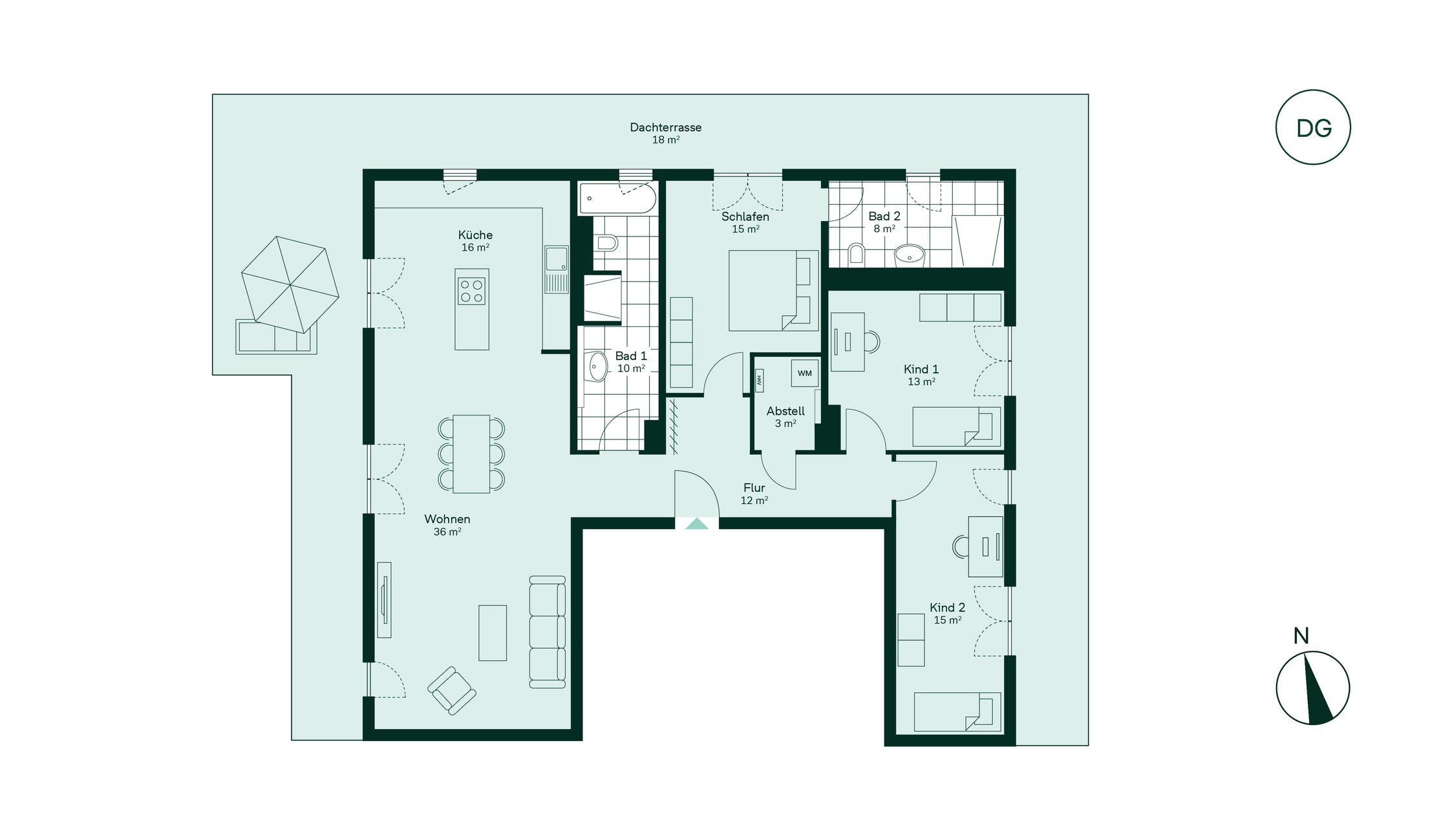 Grundriss der Eigentumswohnung im Projekt Quartier Hugos Grundriss der Eigentumswohnung im Projekt Quartier Hugos