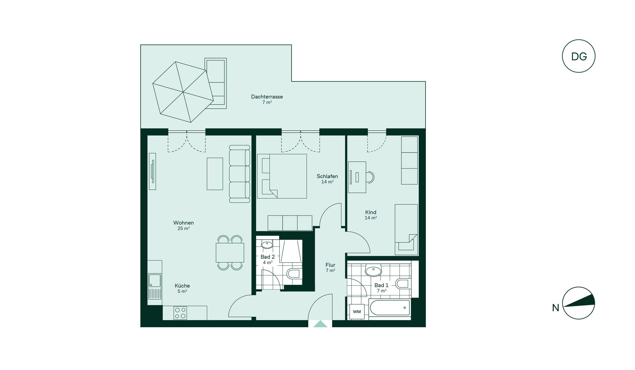 Grundriss der Eigentumswohnung im Projekt Quartier Hugos Grundriss der Eigentumswohnung im Projekt Quartier Hugos