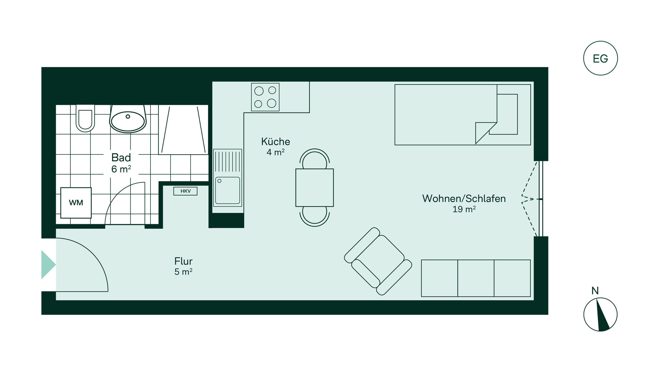Grundriss der Eigentumswohnung im Projekt Quartier Hugos Grundriss der Eigentumswohnung im Projekt Quartier Hugos