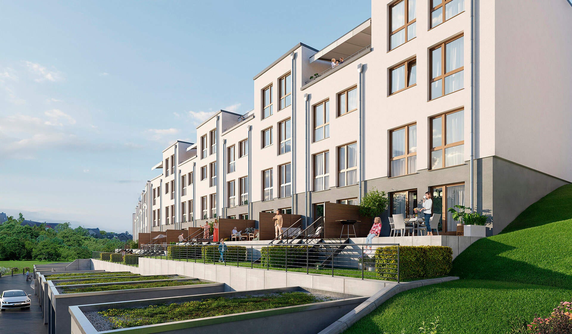 Visualisierung  der Reihenhaeuser im Neubauprojekt Suedringterrassen