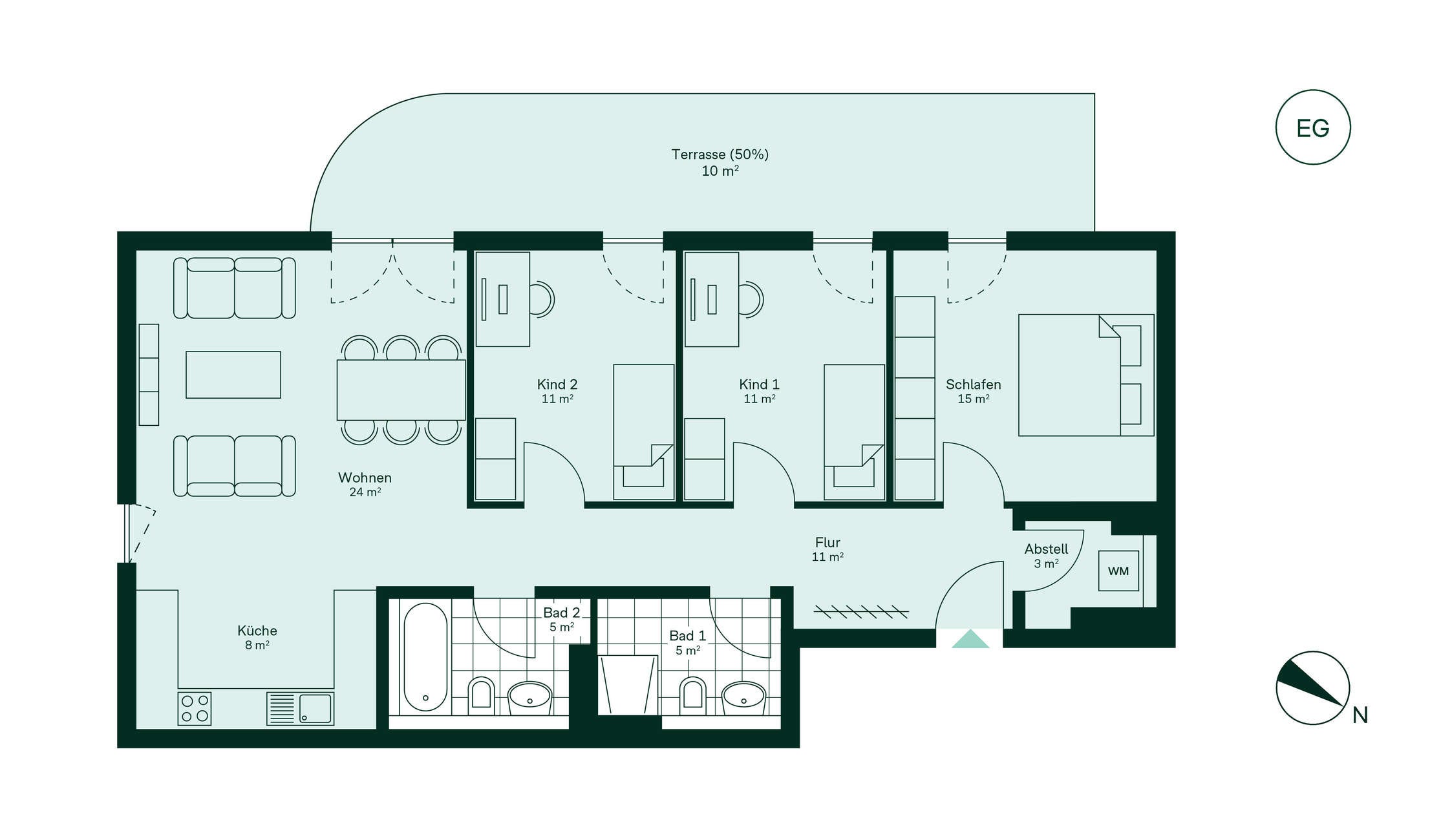 Grundriss der Eigentumswohnung im Projekt Roemerquartier