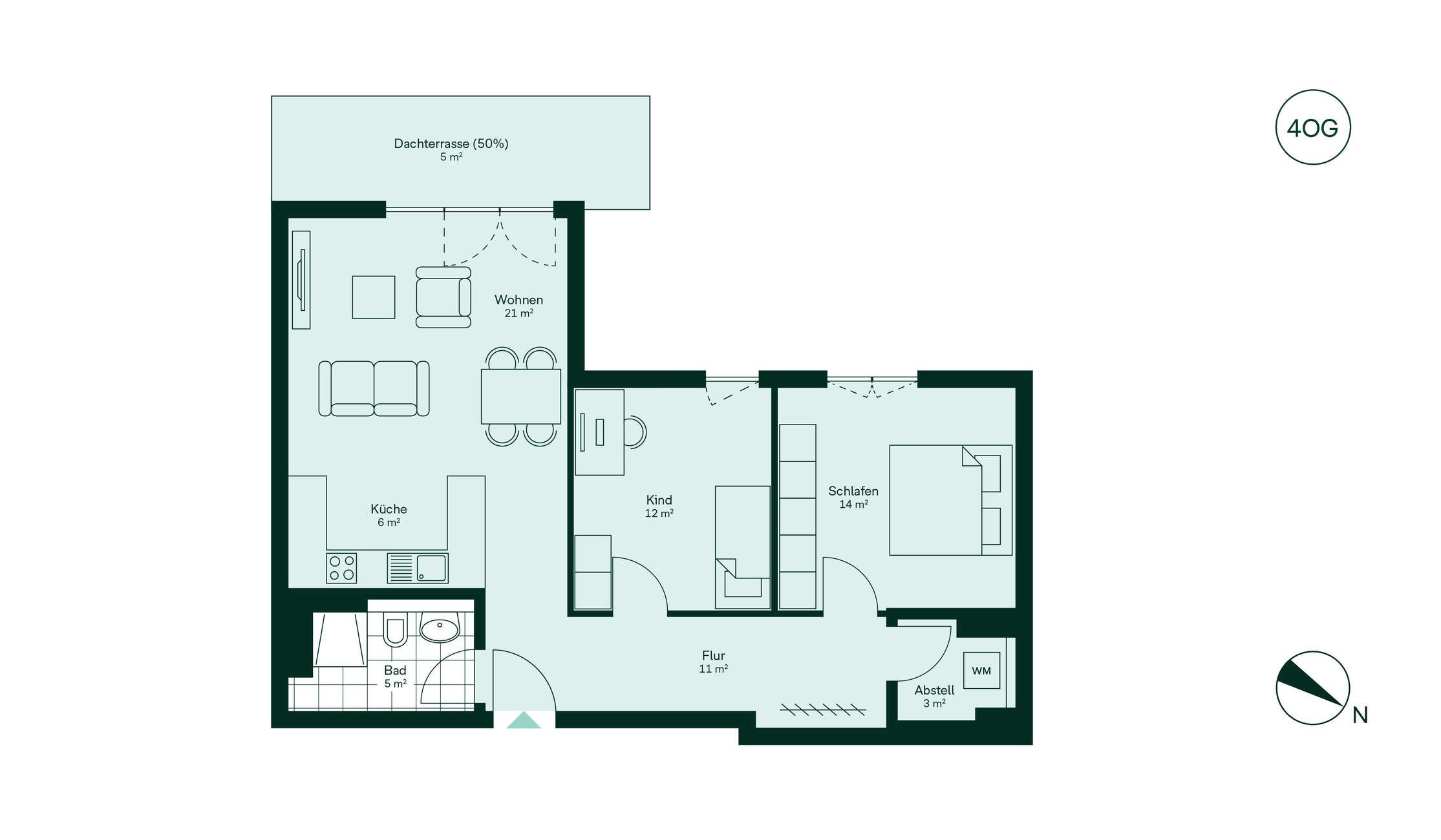 Moderner und komfortabler Grundriss der Eigentumswohnung Grundriss der Eigentumswohnung 044 im Neubauprojekt Roemerquartier 2