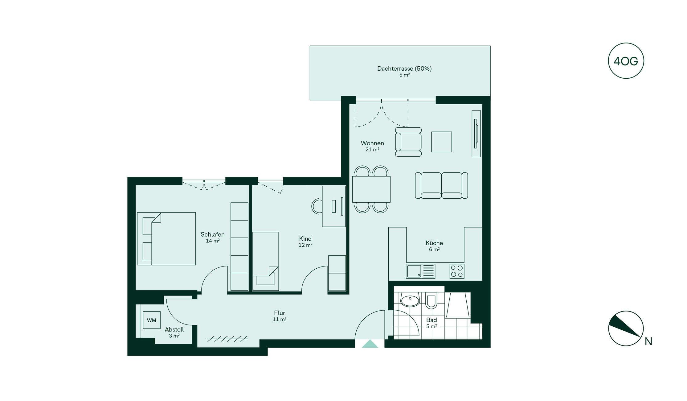 Moderner und komfortabler Grundriss der Eigentumswohnung Grundriss der Eigentumswohnung 047 im Neubauprojekt Roemerquartier 2