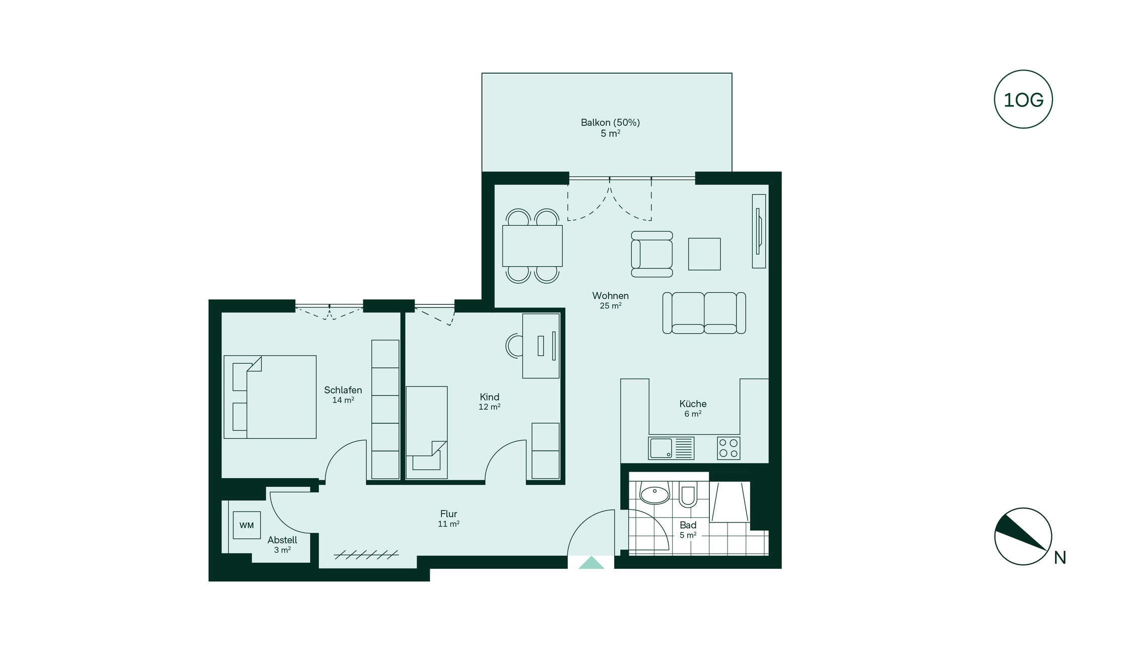 Grundriss der Eigentumswohnung 017 im Neubauprojekt Roemerquartier 2