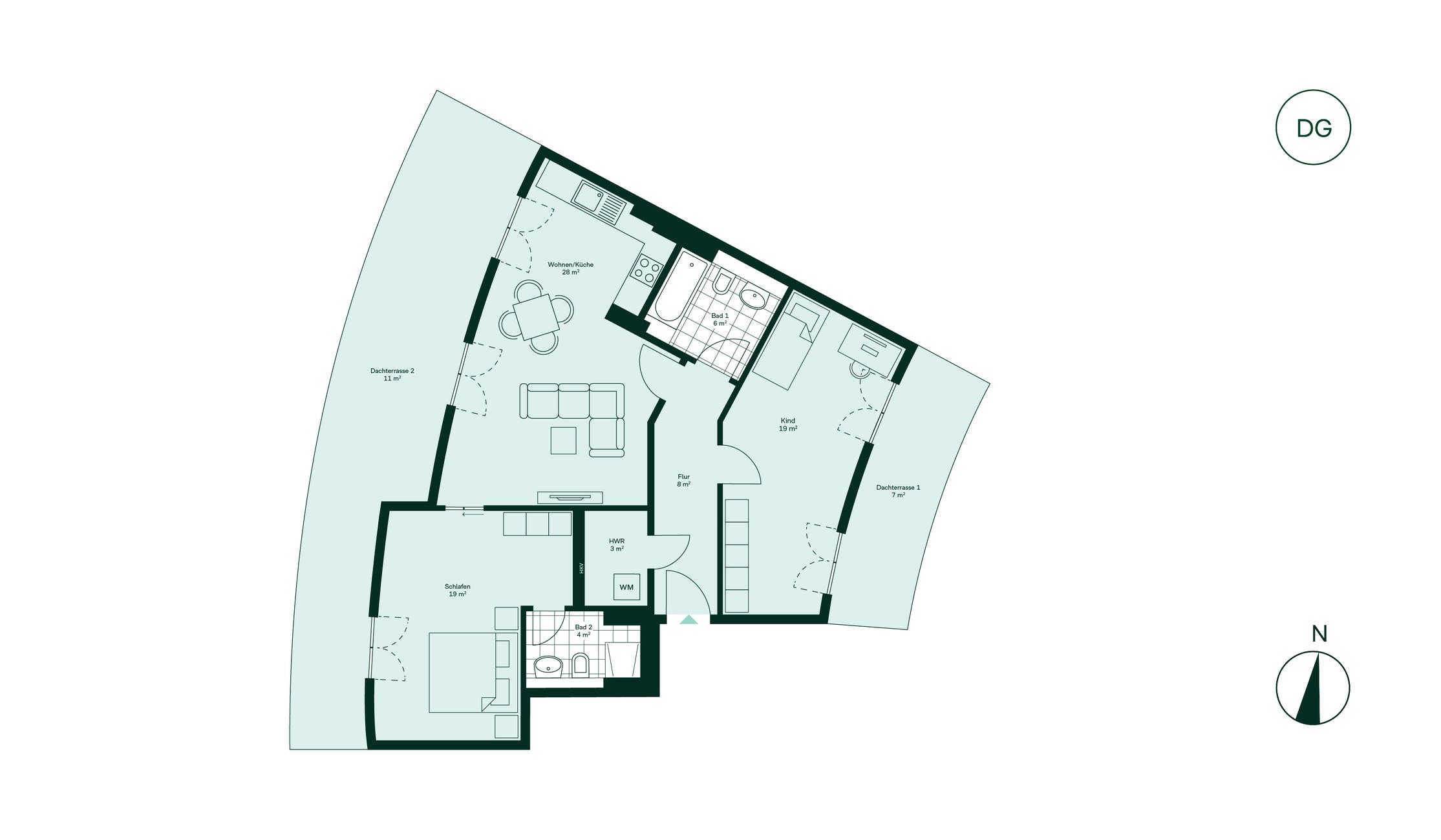 Komfortabler Grundriss Grundriss der Eigentumswohnung im Projekt Parkstadt Karlshorst 10