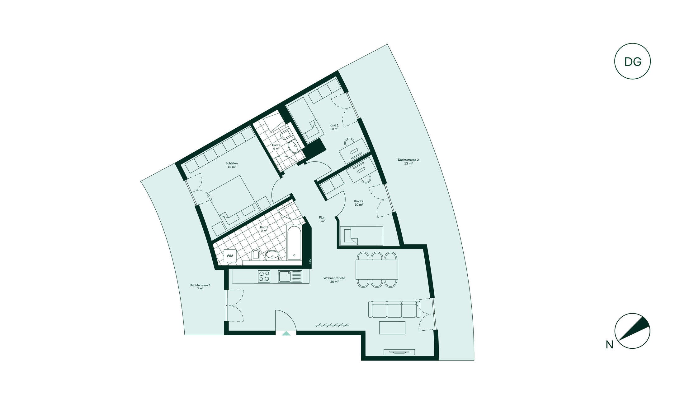 Komfortabler Grundriss Grundriss der Eigentumswohnung im Projekt Parkstadt Karlshorst 10