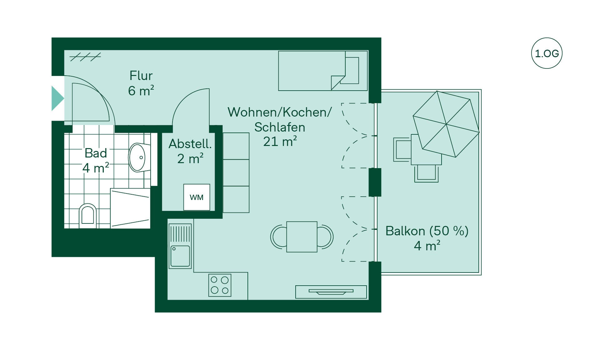 Moderner und komfortabler Grundriss Grundriss der Eigentumswohnung im Neubauprojekt Obstgaerten