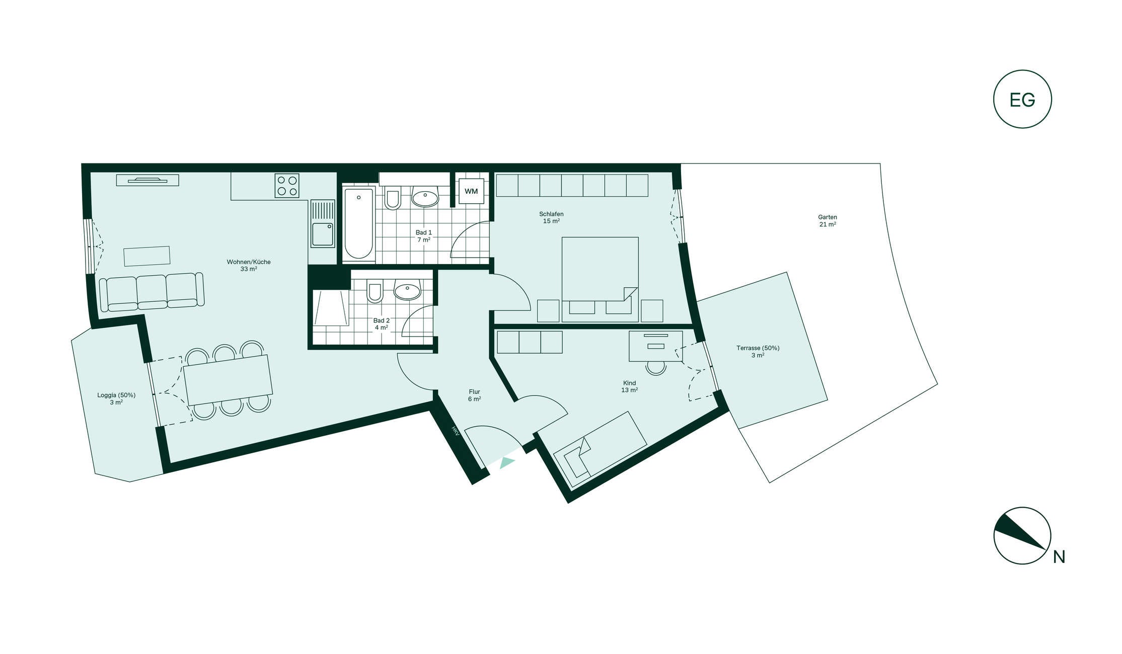 Grundriss der Eigentumswohnung im Projekt Parkstadt Karlshorst 10