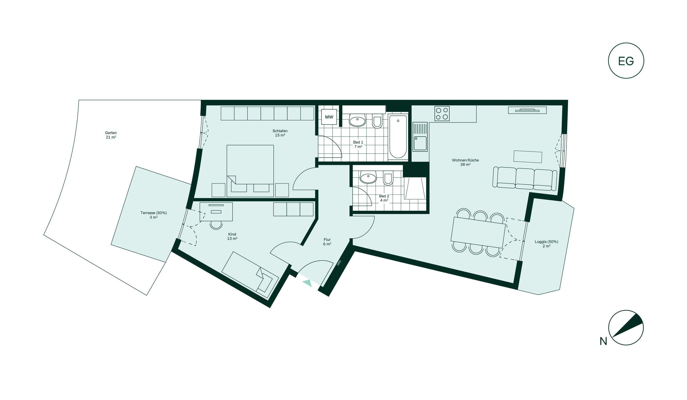 Grundriss der Eigentumswohnung im Projekt Parkstadt Karlshorst 10