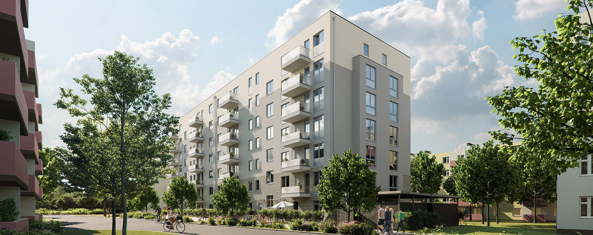 Visualisierung der Eigentumswohnungen vom Neubauprojekt Hofgarten Buch