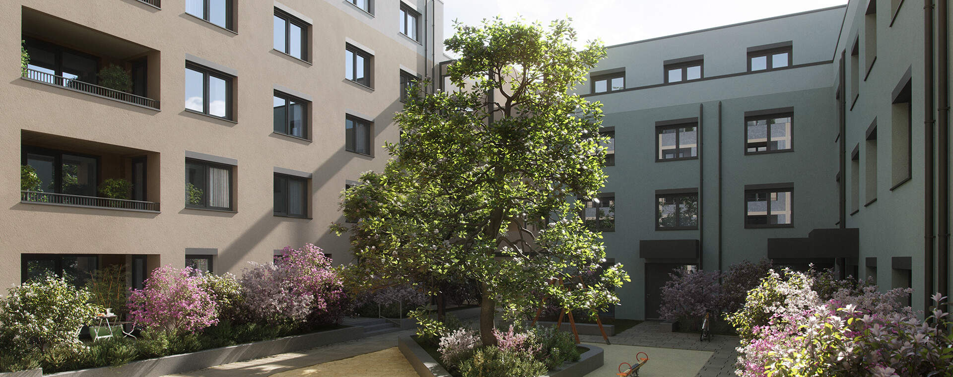 Visualisierung der Eigentumswohnungen vom Neubauprojekt Fellbachquartier in Fellbach