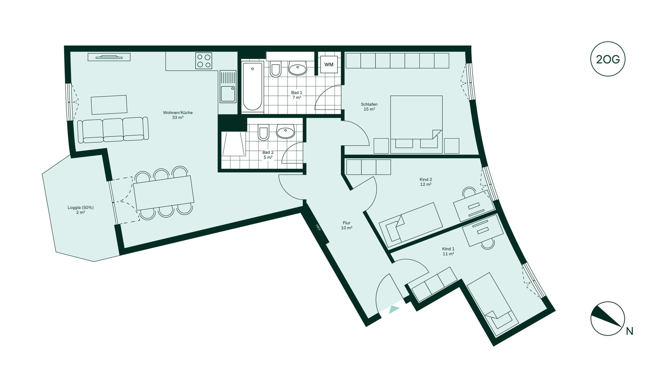 Komfortabler Grundriss Grundriss der Eigentumswohnung im Neubauprojekt Parkstadt Karlshorst 10
