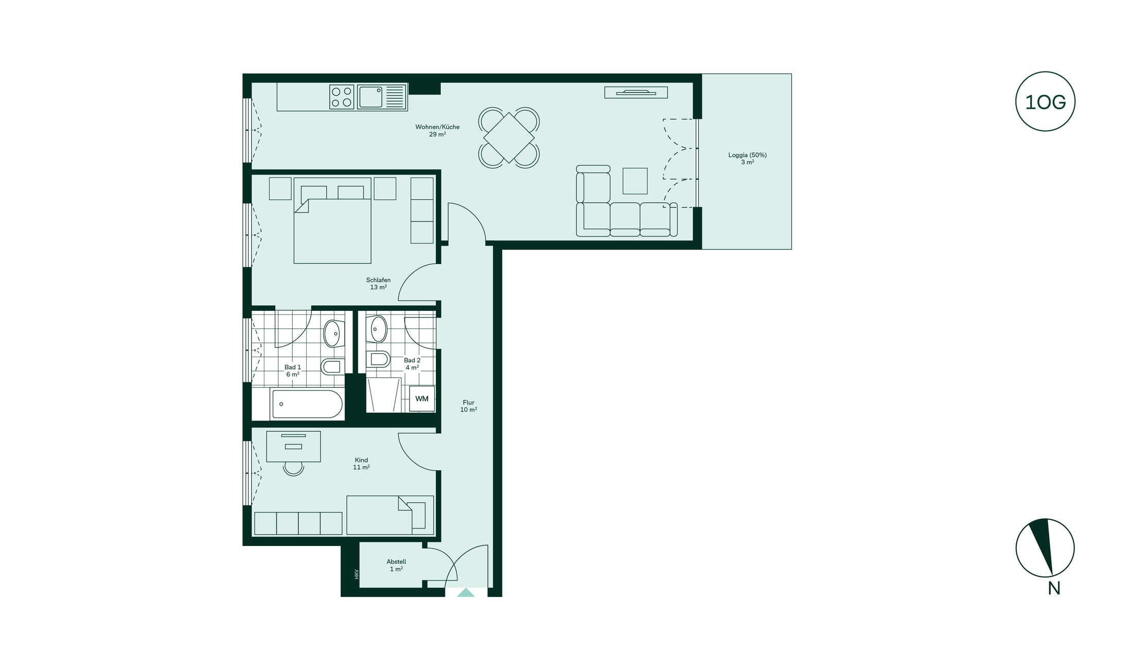 Komfortabler Grundriss Grundriss der Eigentumswohnung 008 im Projekt Parkstadt Karlshorst 10