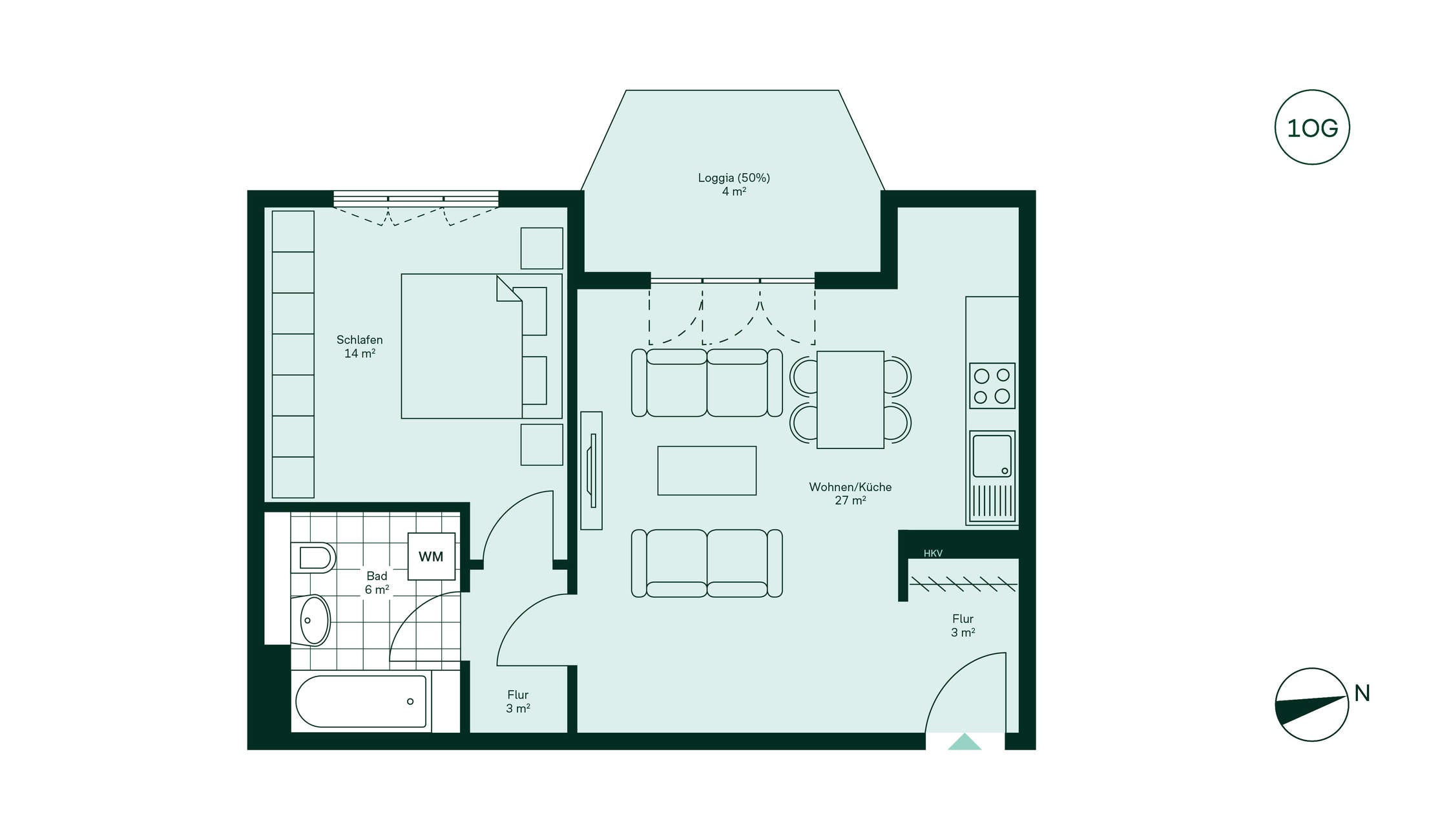 Grundriss der Eigentumswohnung 005 im Projekt Parkstadt Karlshorst 10