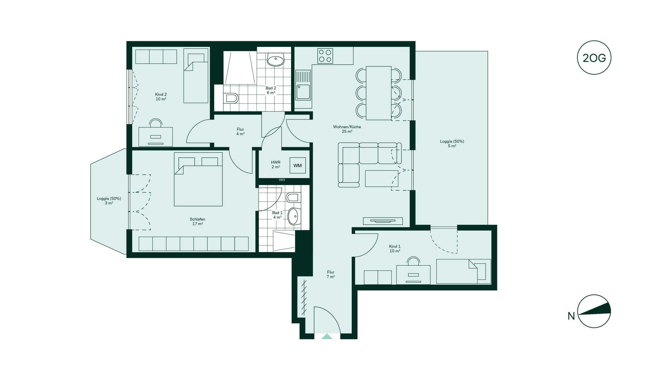 Grundriss der Eigentumswohnung 011 im Projekt Parkstadt Karlshorst 10