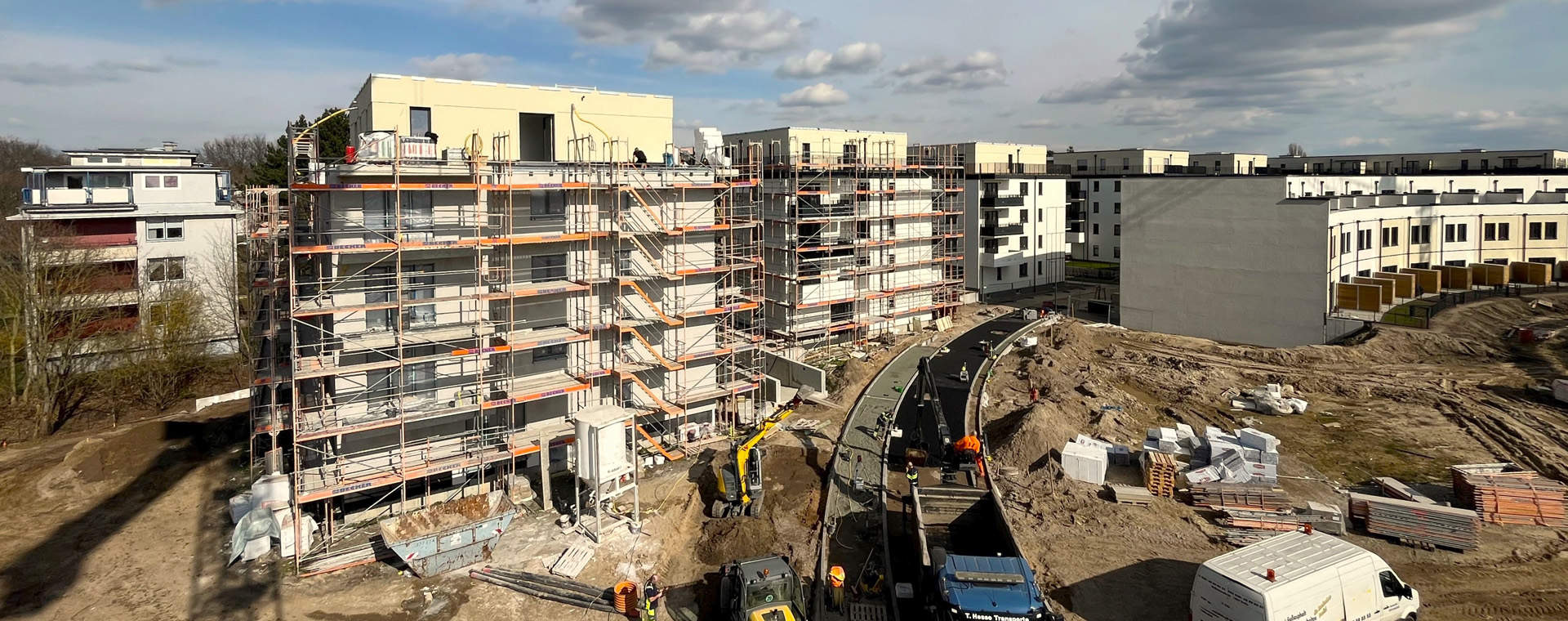 Aktuelles Baustellenbild vom Neubauprojekt Quartier Hugos 2