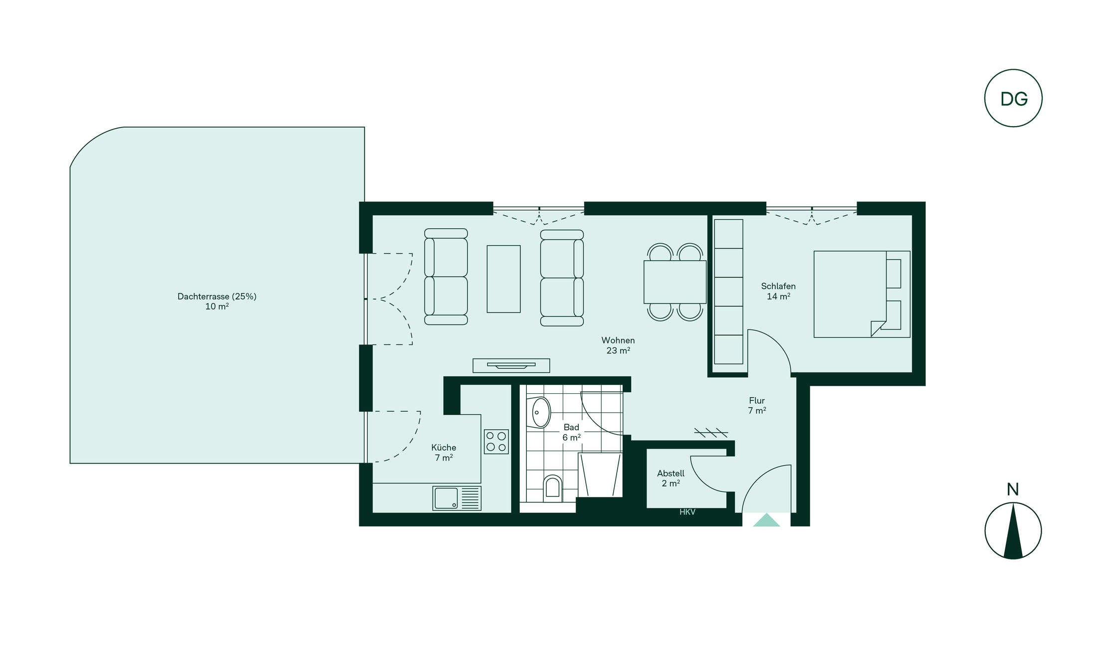 Grundriss der Eigentumswohnung im Neubauprojekt Werftquartier