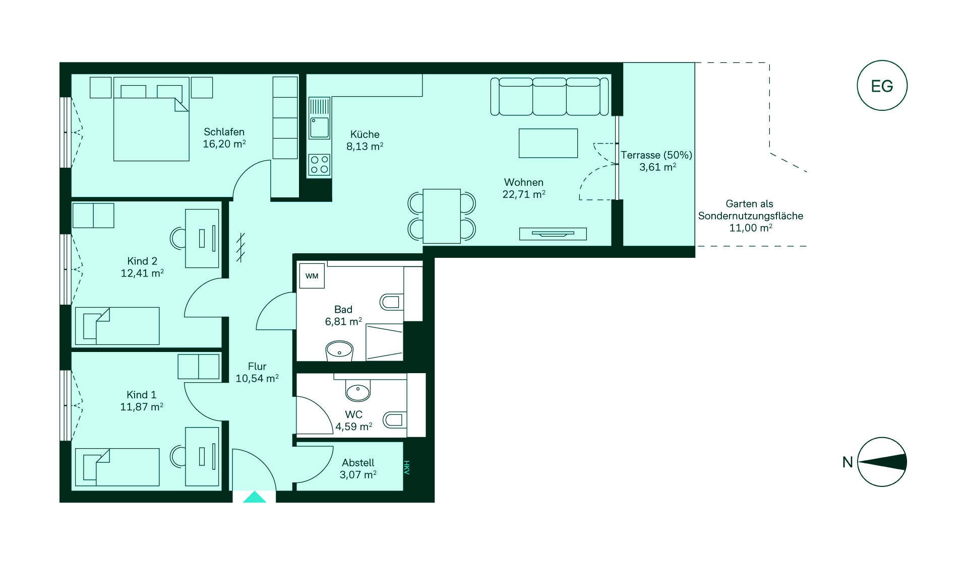 Komfortabler Grundriss Grundriss der Eigentumswohnung im Neubauprojekt Cityterrassen