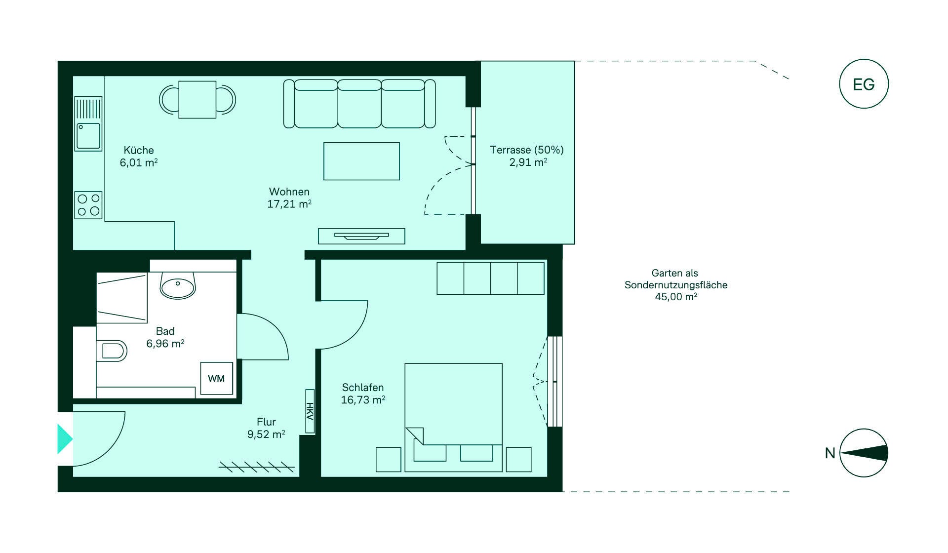 Grundriss der Eigentumswohnung im Neubauprojekt Cityterrassen