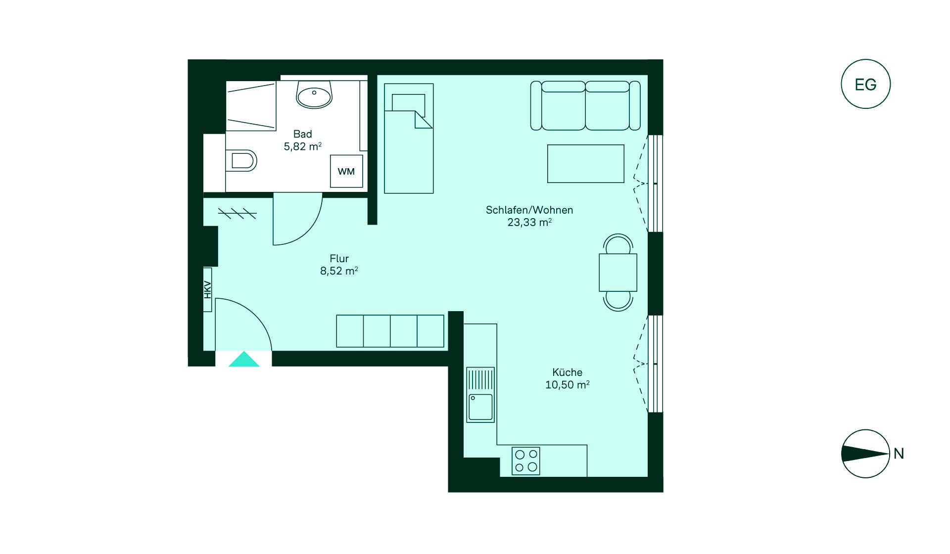 Grundriss der Eigentumswohnung im Neubauprojekt Cityterrassen