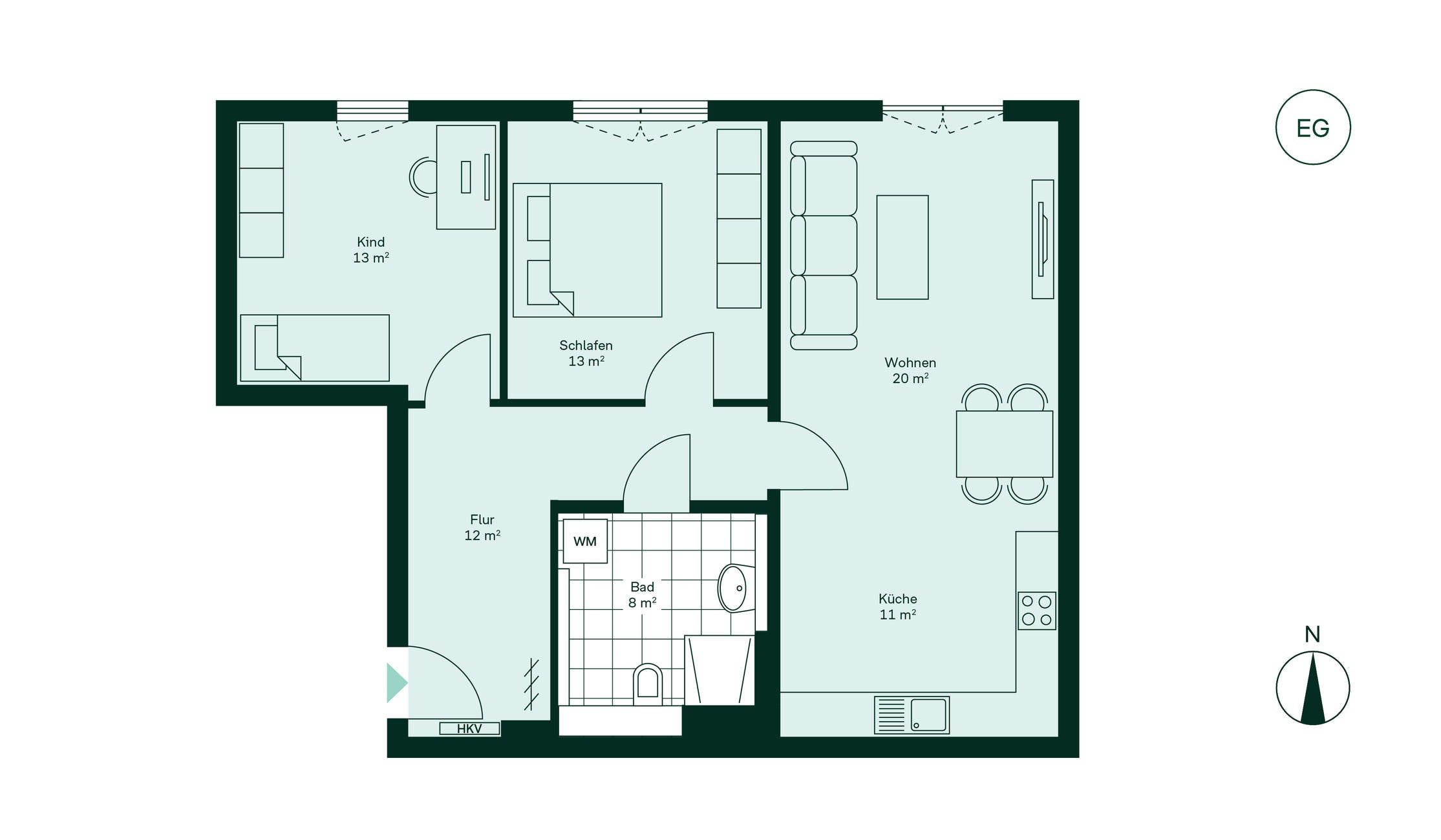 Grundriss der Eigentumswohnung im Neubauprojekt Cityterrassen