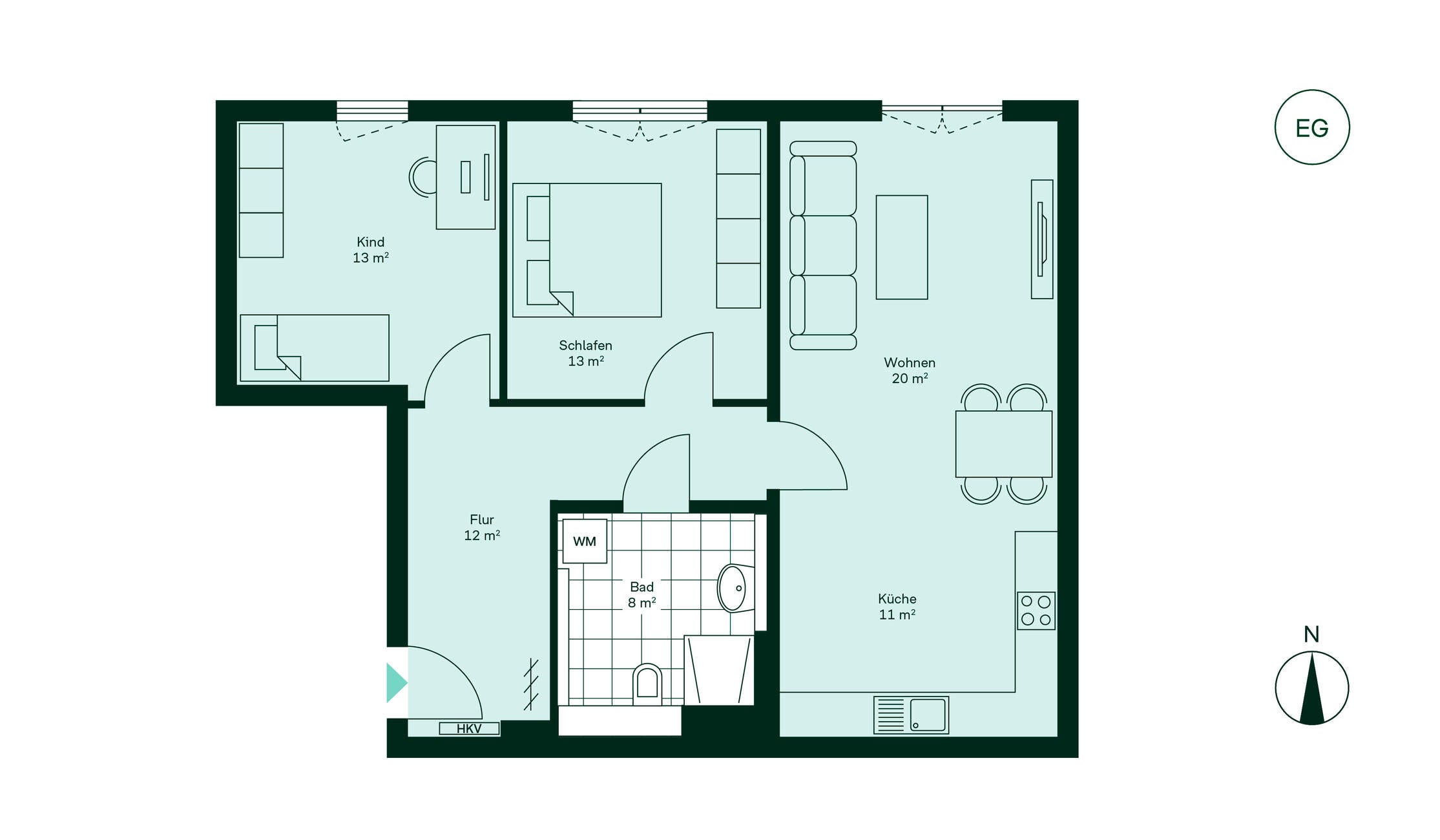 Grundriss der Eigentumswohnung im Neubauprojekt Cityterrassen