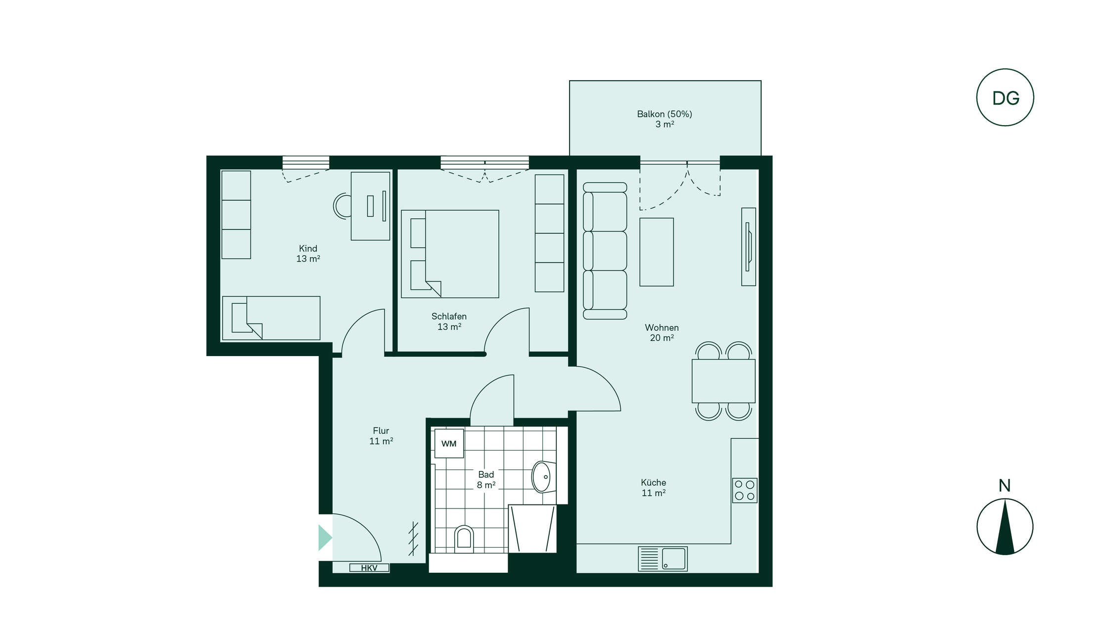 Grundriss der Eigentumswohnung im Neubauprojekt Cityterrassen