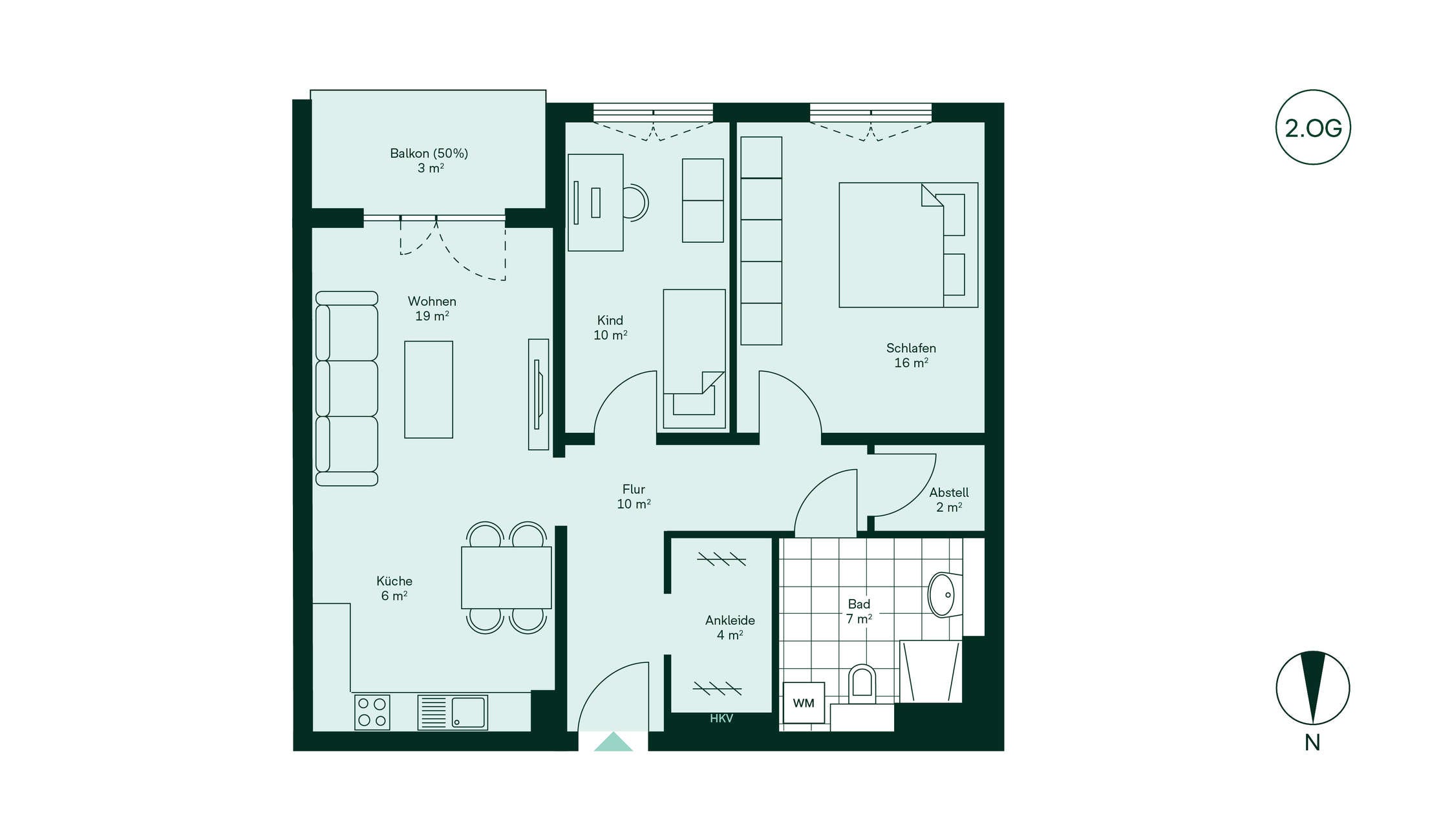 Komfortabler Grundriss Grundriss der Eigentumswohnung im Neubauprojekt Cityterrassen