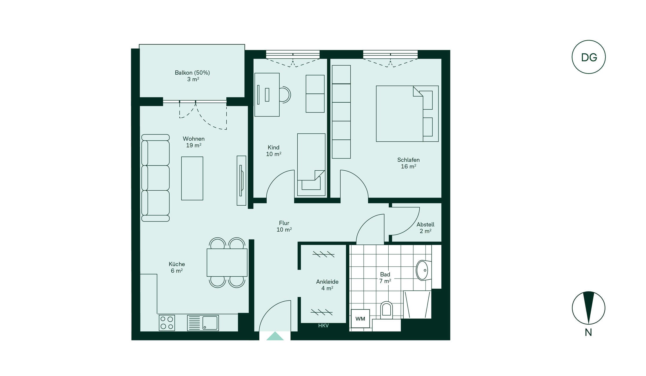 Komfortabler Grundriss Grundriss der Eigentumswohnung im Neubauprojekt Cityterrassen