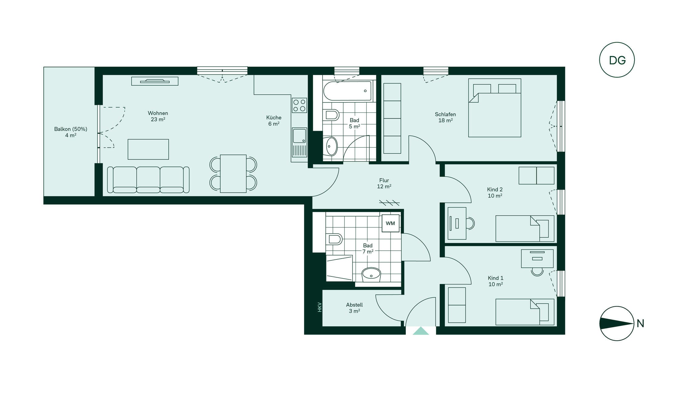 Grundriss der Eigentumswohnung im Neubauprojekt Cityterrassen