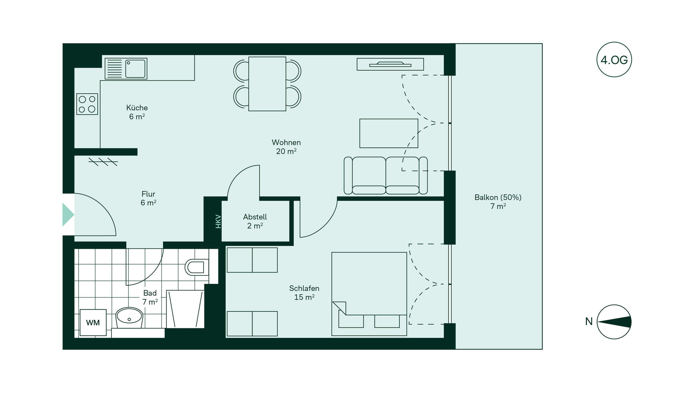 Grundriss der Eigentumswohnung im Neubauprojekt Werftquartier