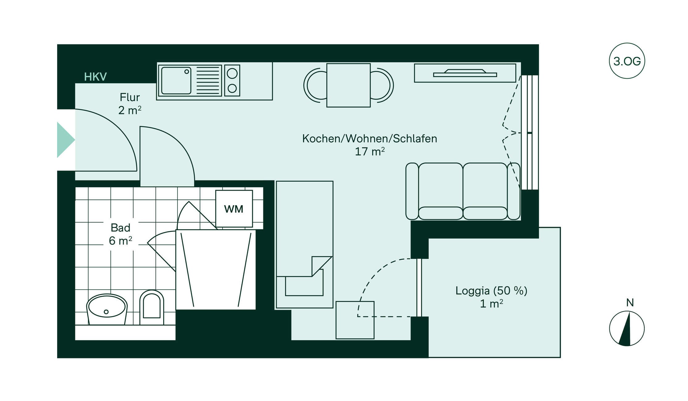 Grundriss der Eigentumswohnung im Neubauprojekt Simonsveedel 2 - Wohnungen