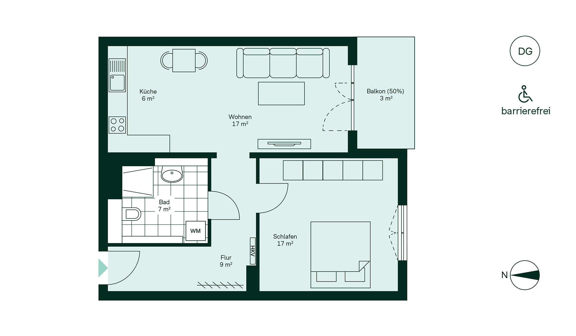 Komfortabler Grundriss Grundriss der Eigentumswohnung im Neubauprojekt Cityterrassen