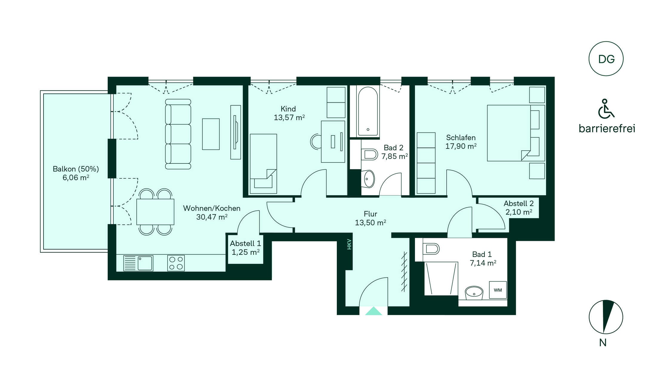 Grundriss der Eigentumswohnung im Neubauprojekt Finkengarten