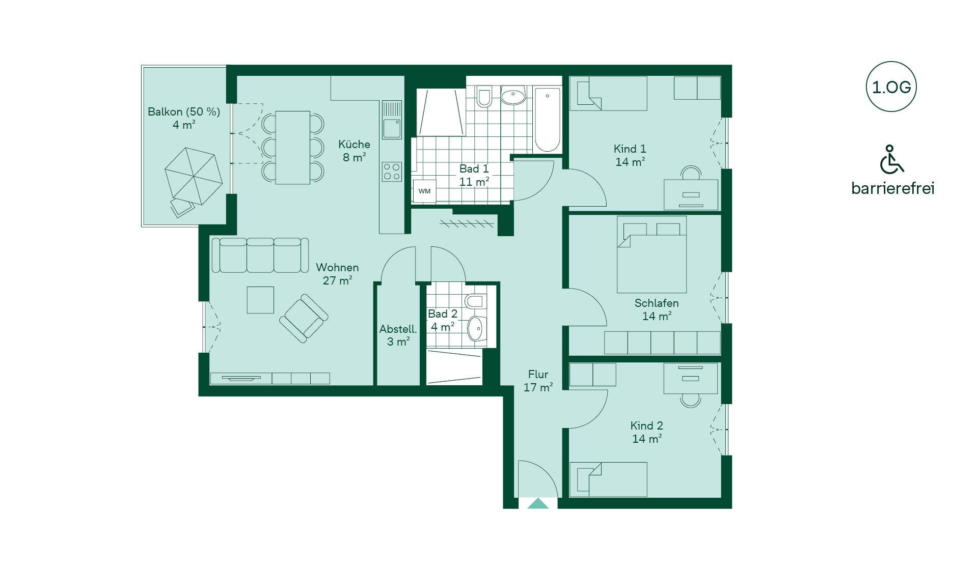 Grundriss der Eigentumswohnung im Neubauprojekt Sandbachquartier