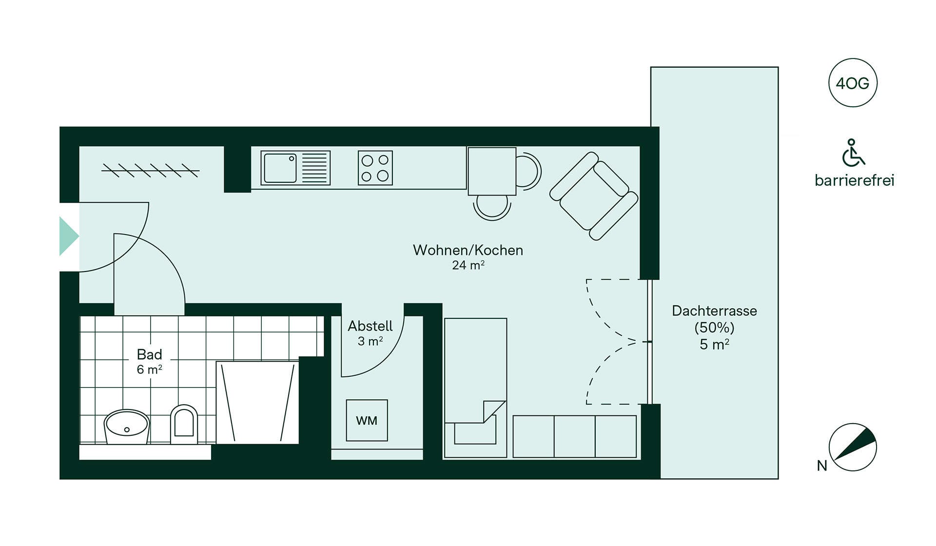 Grundriss der Eigentumswohnung im Neubauprojekt Roemerquartier 2 - Wohnungen