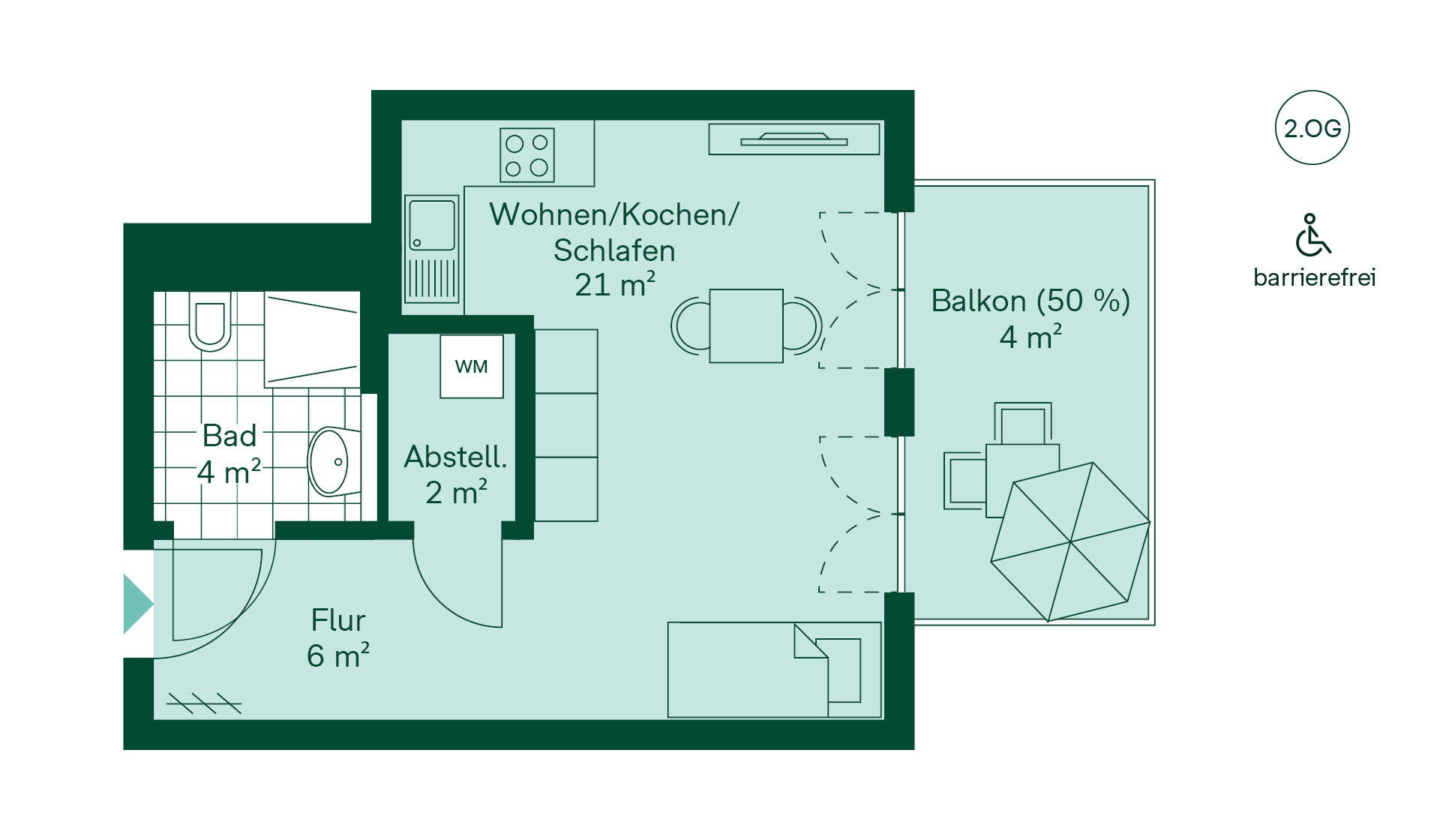 Komfortabler Grundriss Grundriss der Eigentumswohnung im Neubauprojekt Obstgaerten