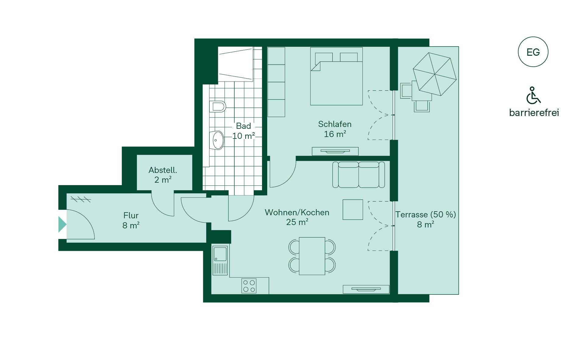 Grundriss der Ferienwohnung Grundriss der Ferienwohnung im Neubauprojekt Im Kiefernhain