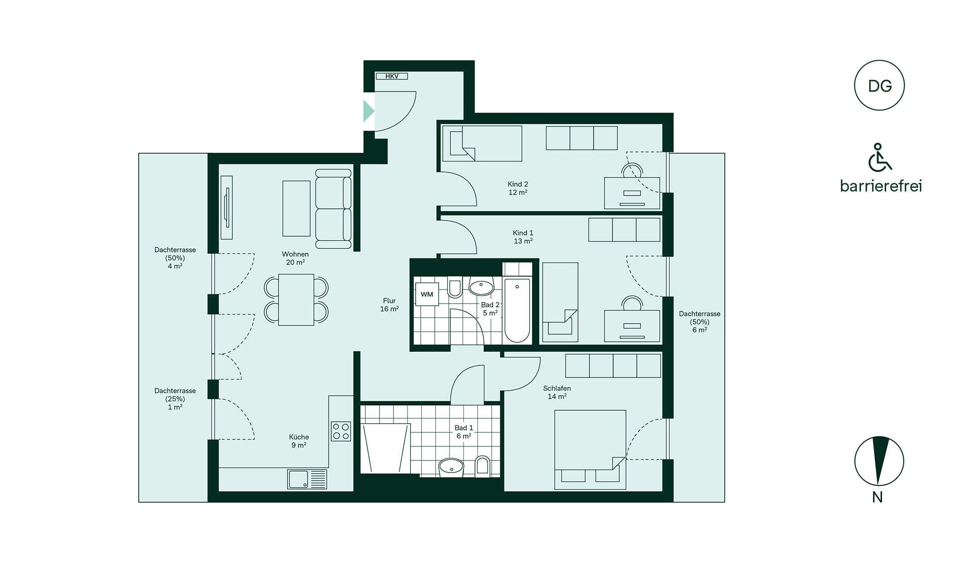 Grundriss der Eigentumswohnung im Neubauprojekt Paulshoefe - haus 5