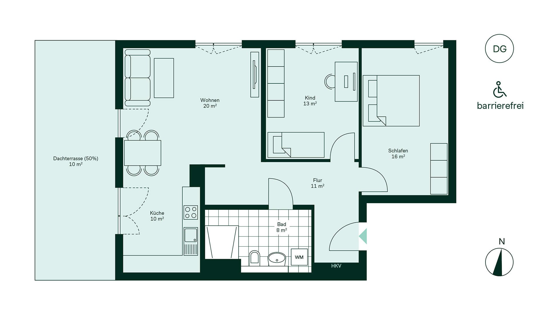 Grundriss der Eigentumswohnung im Neubauprojekt Paulshoefe - Haus 5