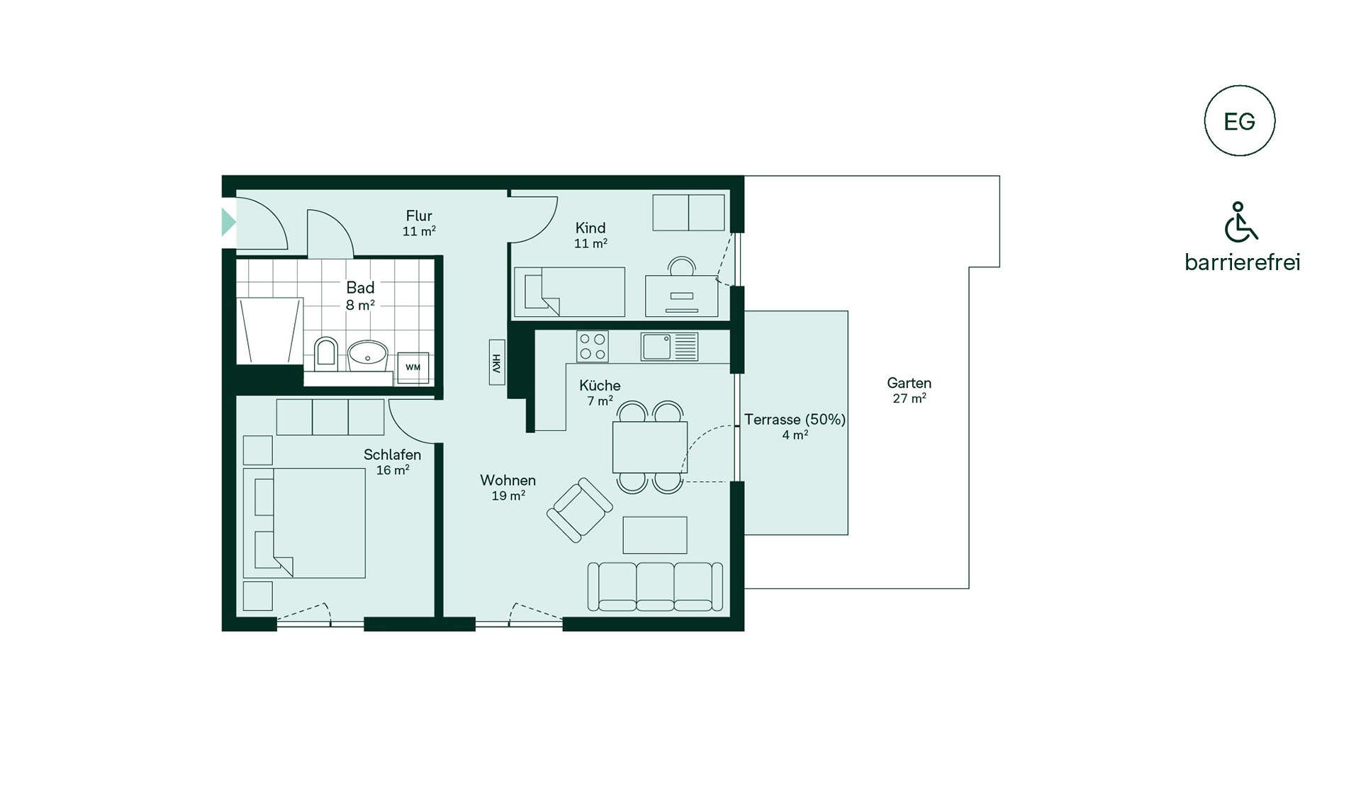 Grundriss der Eigentumswohnung im Neubauprojekt Paulshoefe - Haus 4