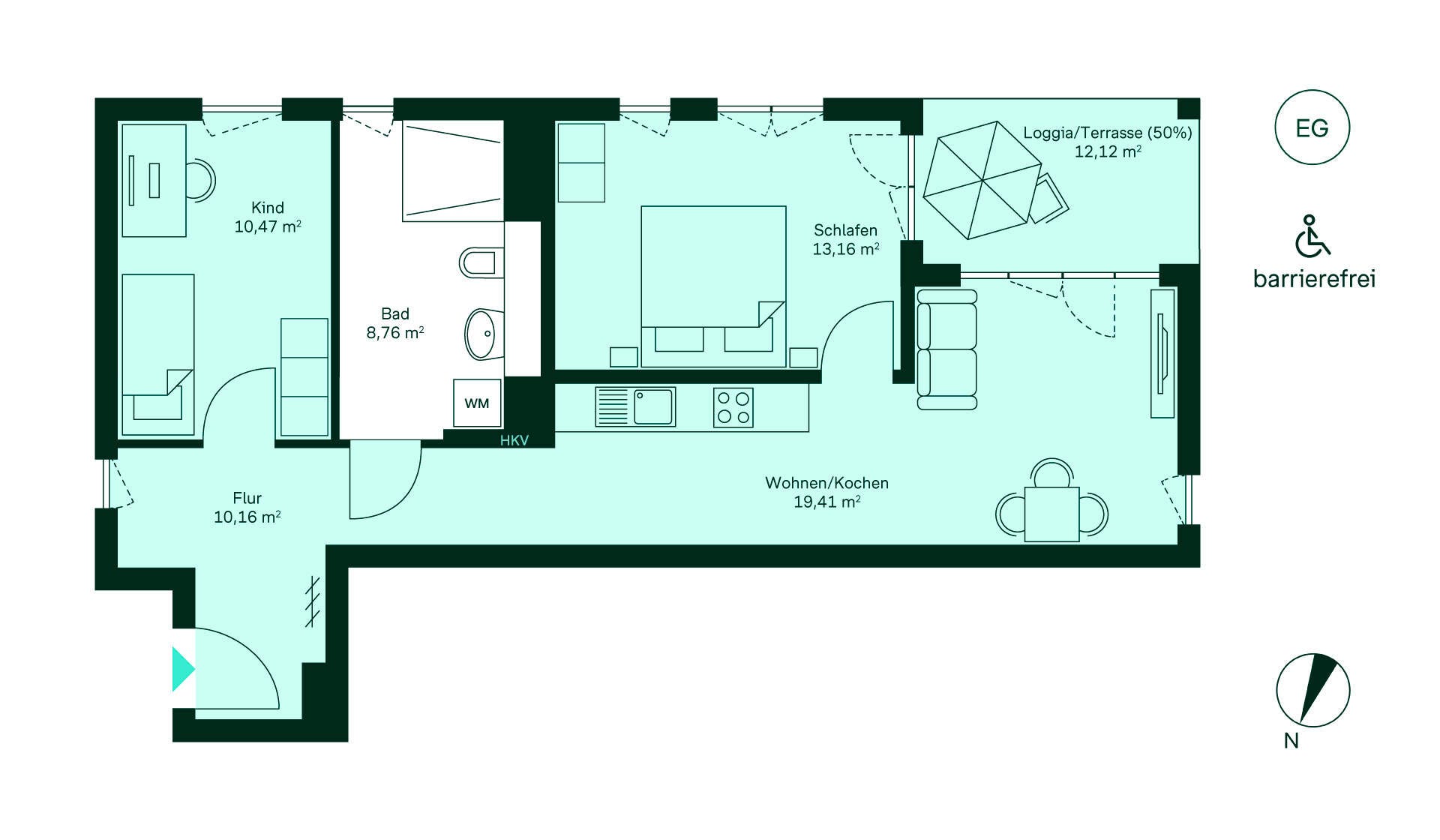 Grundriss der Eigentumswohnung im Neubauprojekt Ruetscherhof