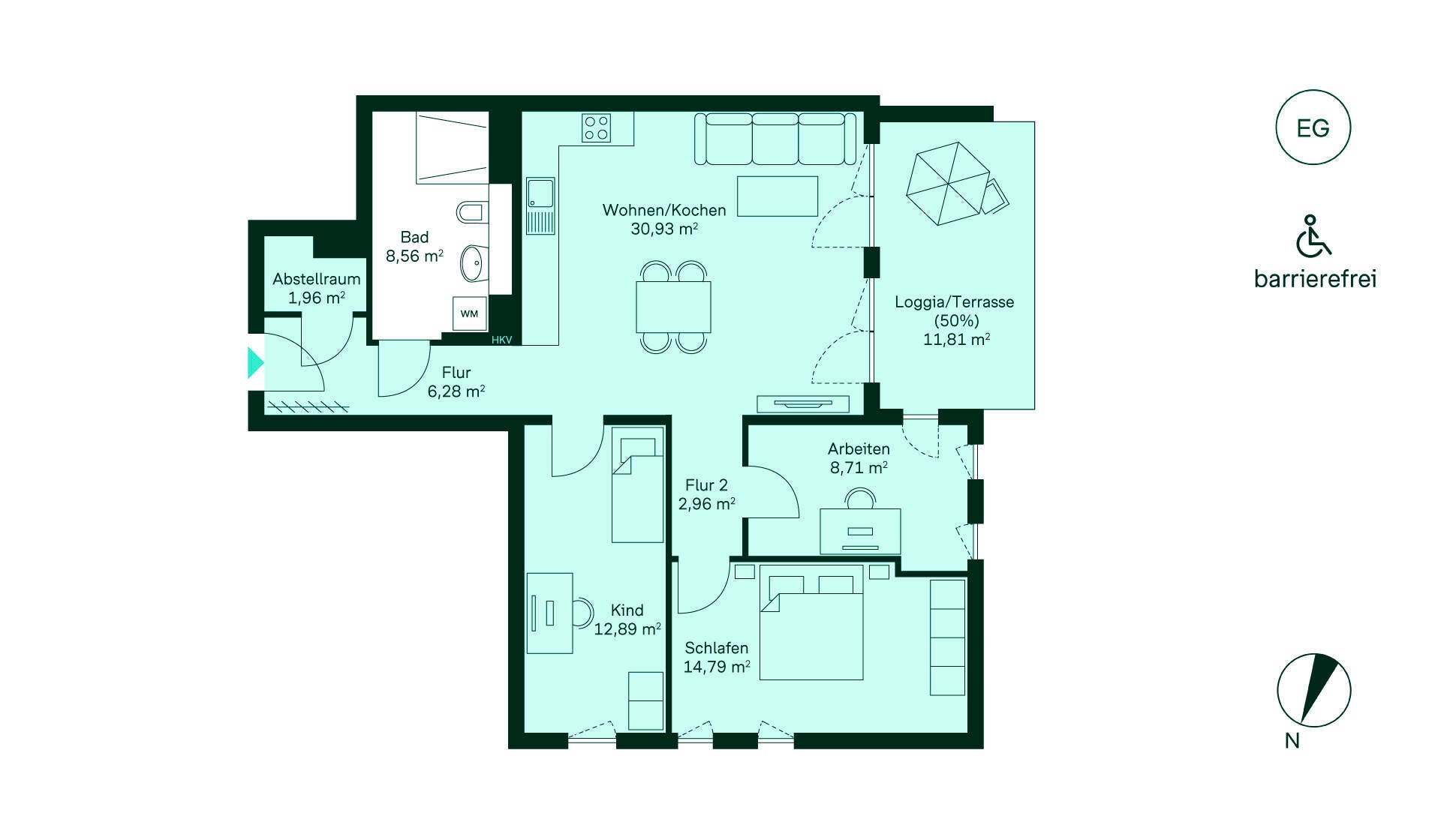 Grundriss der Eigentumswohnung im Neubauprojekt Ruetscherhof